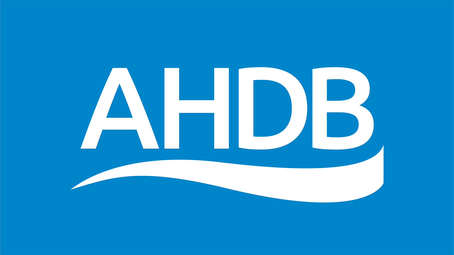 AHDB logo white letters blue background